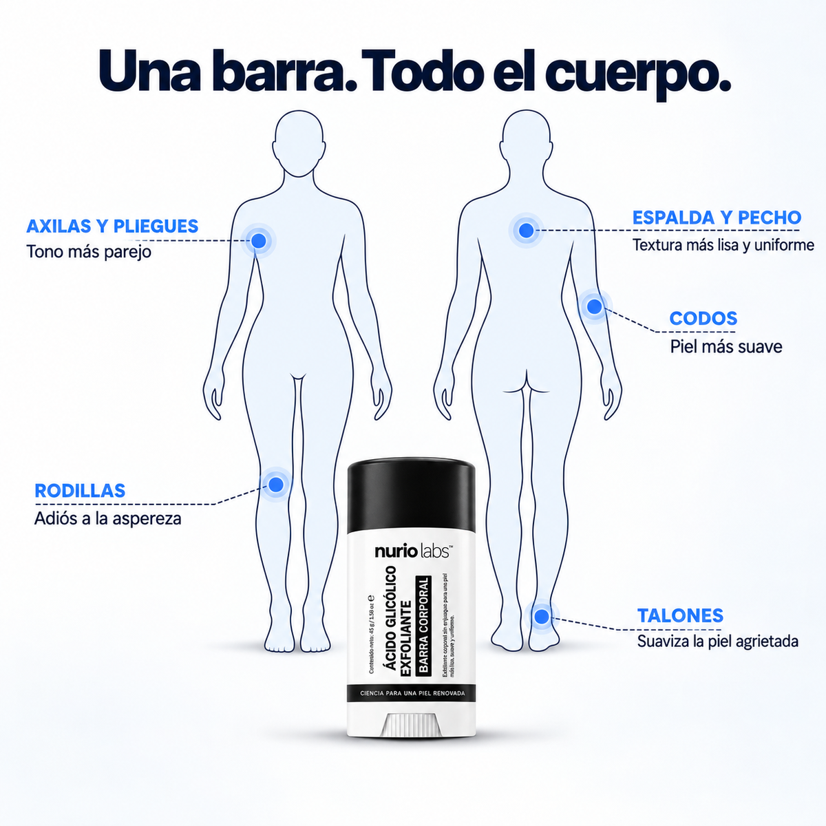 NurioLabs | Barra corporal exfoliante  Con ácido glicólico